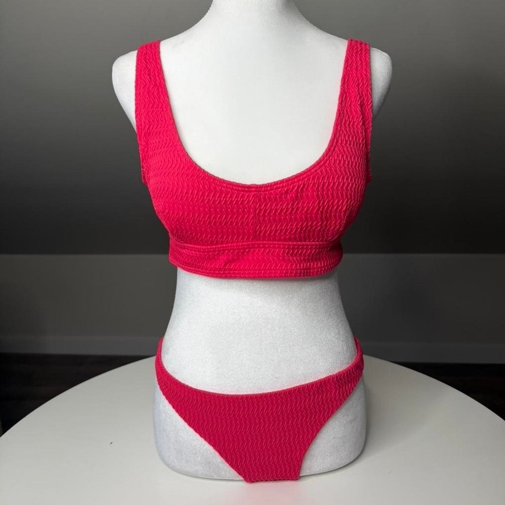 Billabong Hot Pink Textured Bikini Set | Y2K Beach Babe | Women's Medium